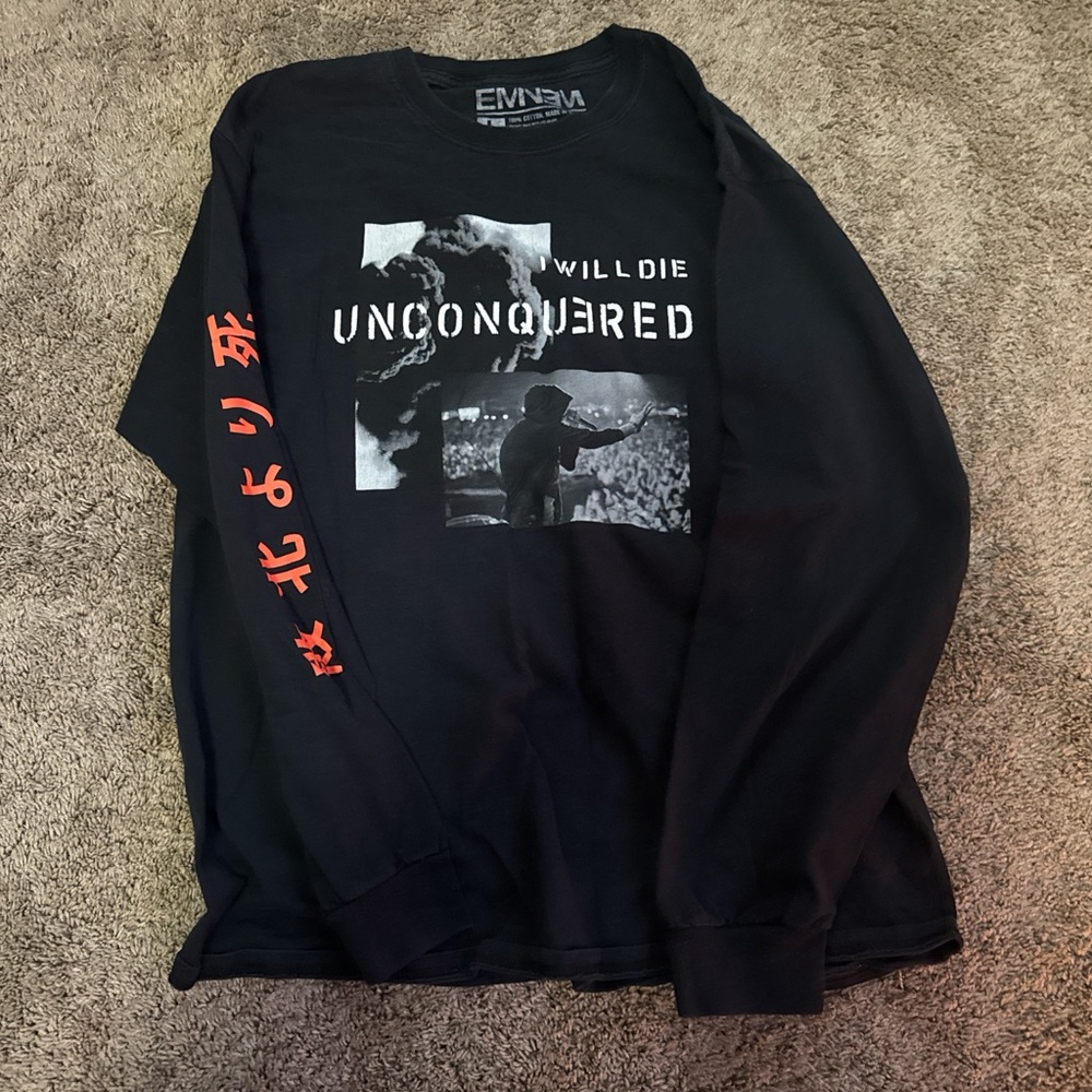 EMINEM Black and Red Graphic Long Sleeve Tee
